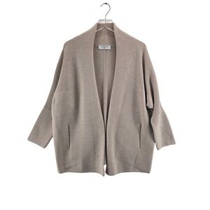 MM.LaFleur Merritt Jardigan Beige 100% Merino Wool Open Front Cardigan XS/S